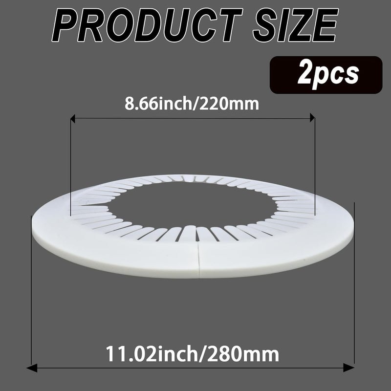 CAcoverVA Flange Pipe Cover Decoration, 7.48 to 8.66 in (190-220mm) PP Plastic Escutcheon Collar Water Drain Line Cover, Reinforced Type Plumbing Cover Plates for Wall Tube Decor White, 2pcs - Image 2